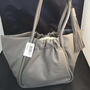 Charming Charlie Tassel Tote Handbag Steel Color